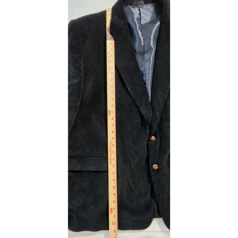 Club Uomo Men 52L Blazer Sport Coat Black Cotton Corduroy 2 Button Long Big Tall